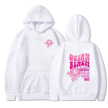 Flower Slogan Pullover Hoodie