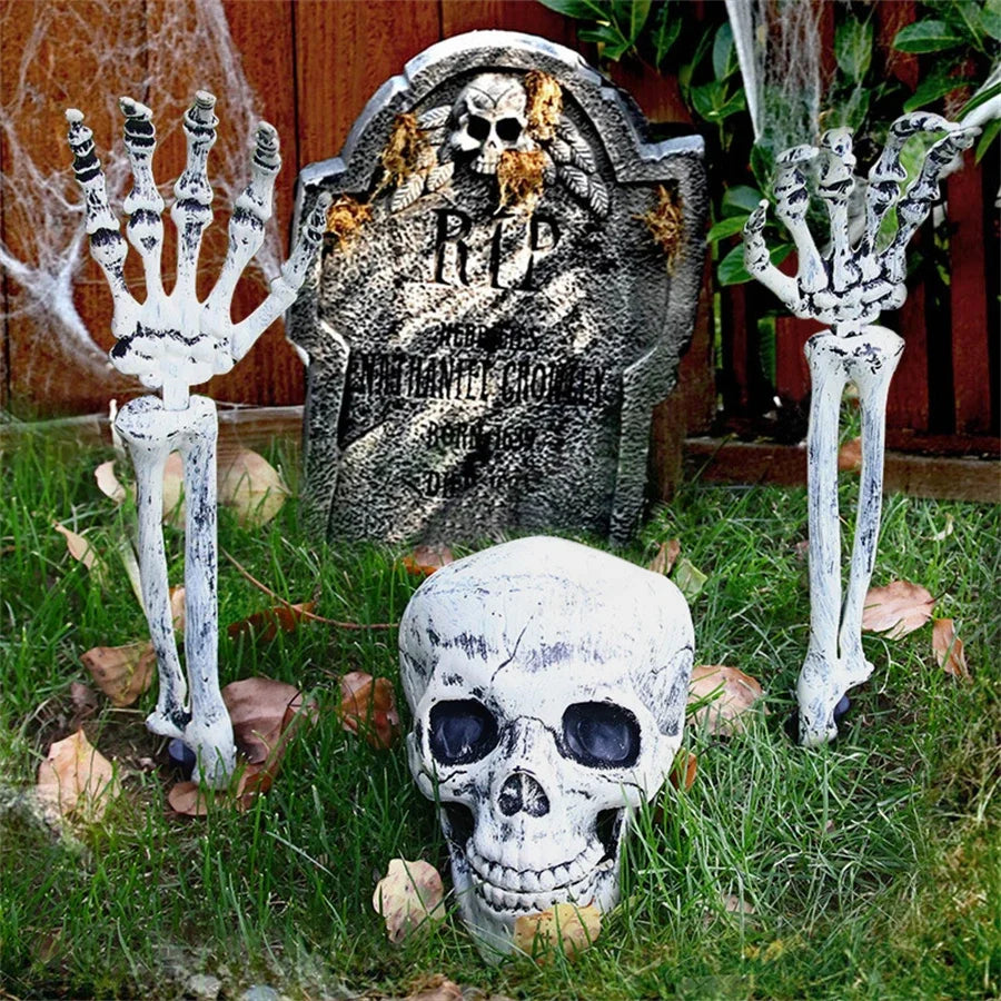 Skeleton Head and Hand Stakes