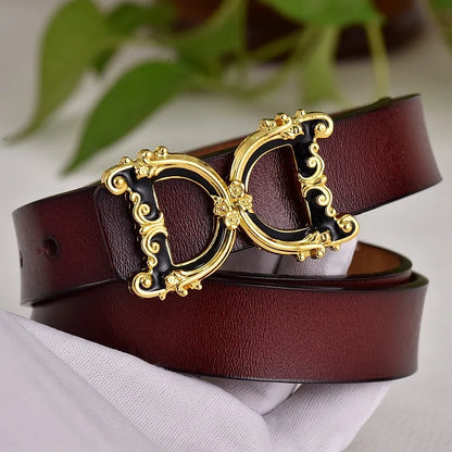 Thin leather fashion belt