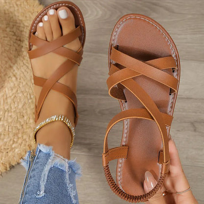 Elegant PU Flat Sandals for Women