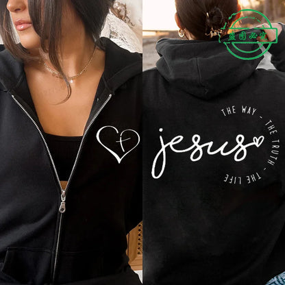 Jesus Print Fleece Hoodie
