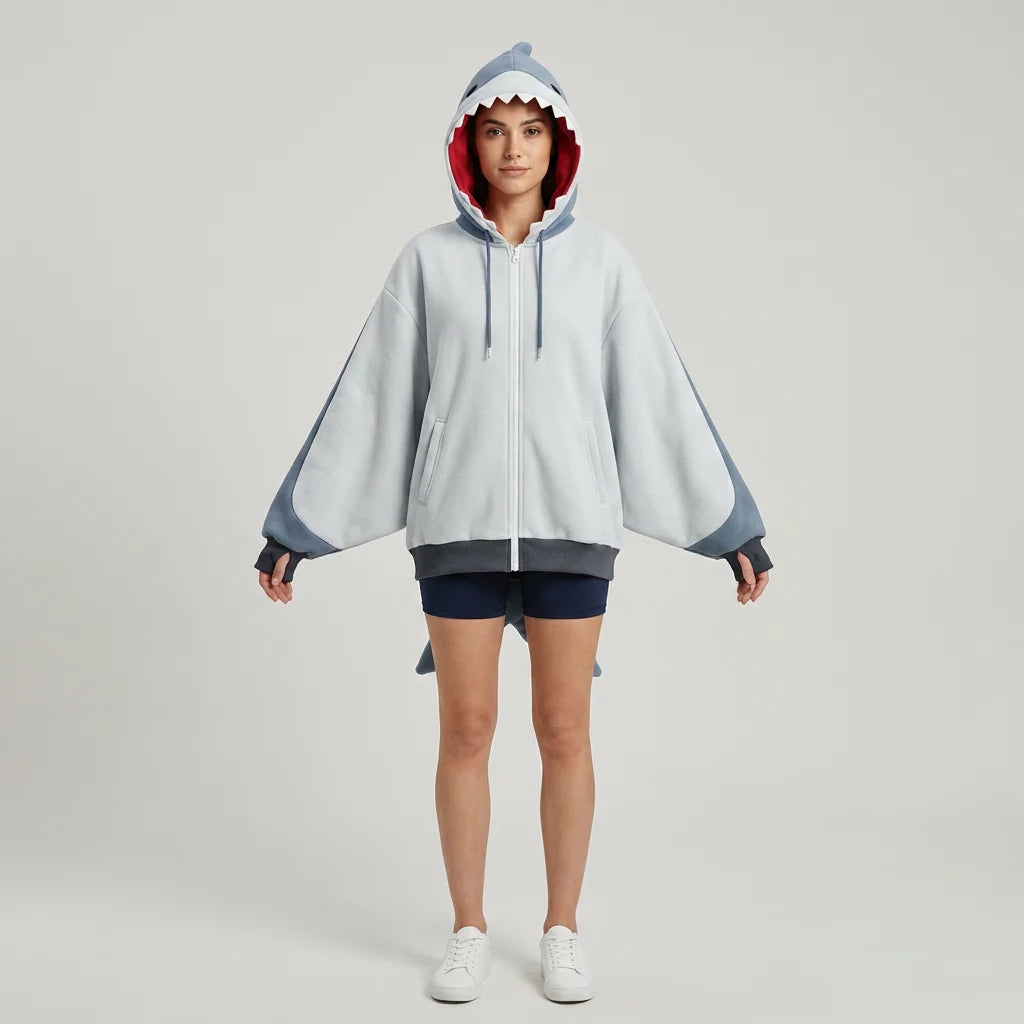 Shark Shape Zip Hoodie