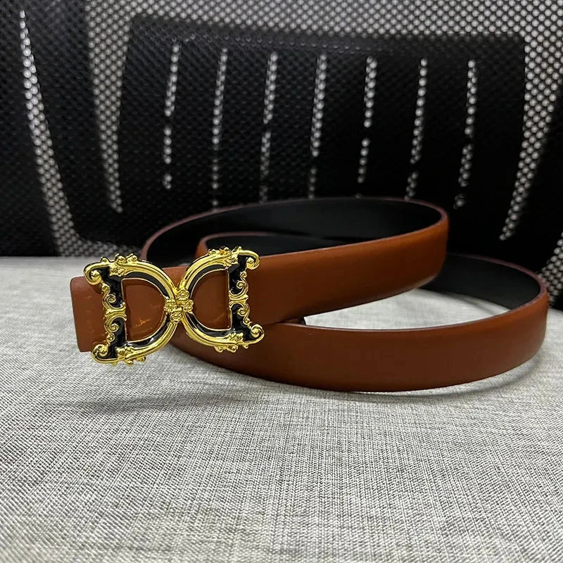 Thin leather fashion belt