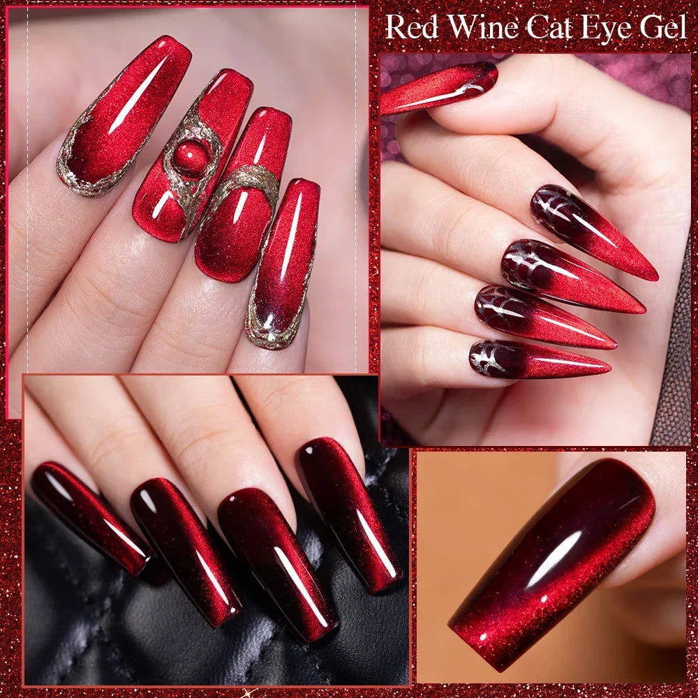 Wine Red Cat Eye Gel Polish