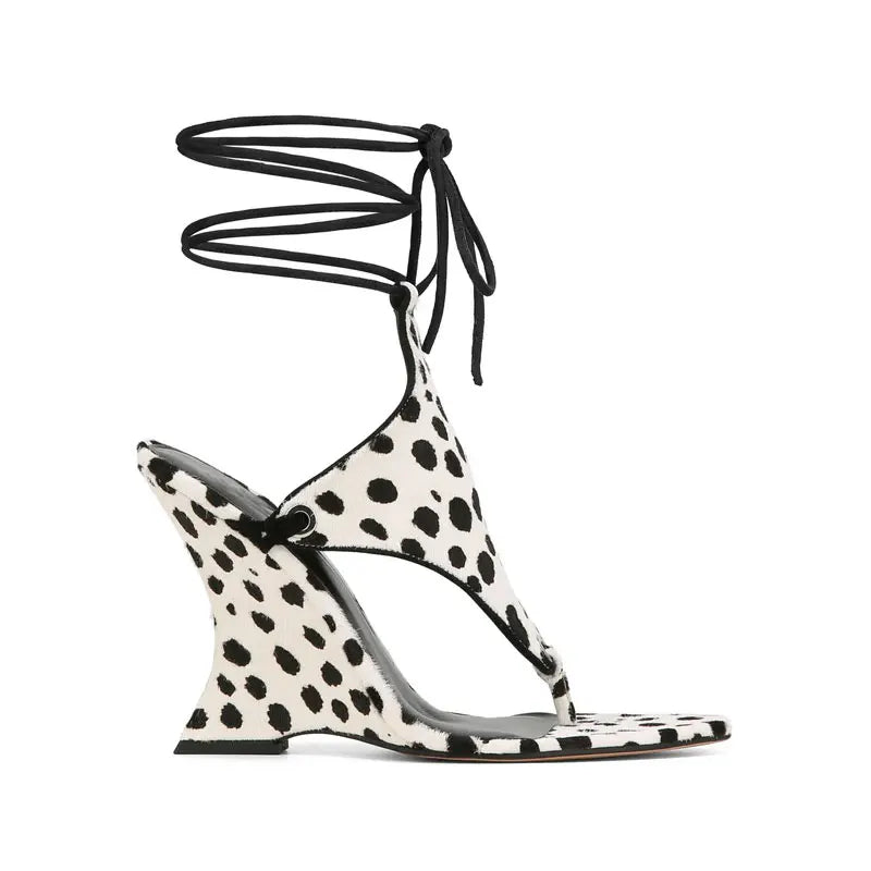 Chunky Wedge Lace-Up Sandals