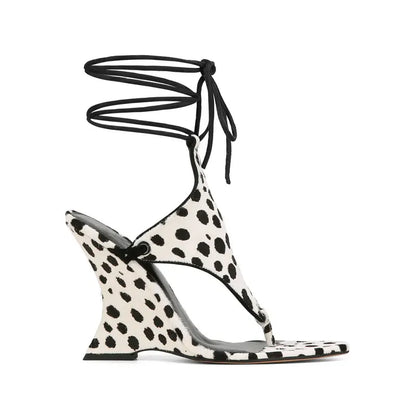 Chunky Wedge Lace-Up Sandals