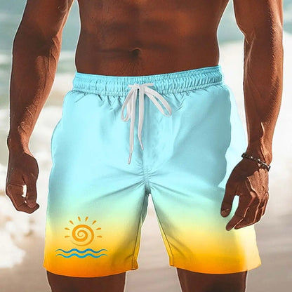 Elastic Print Dual-Wear Beach Shorts