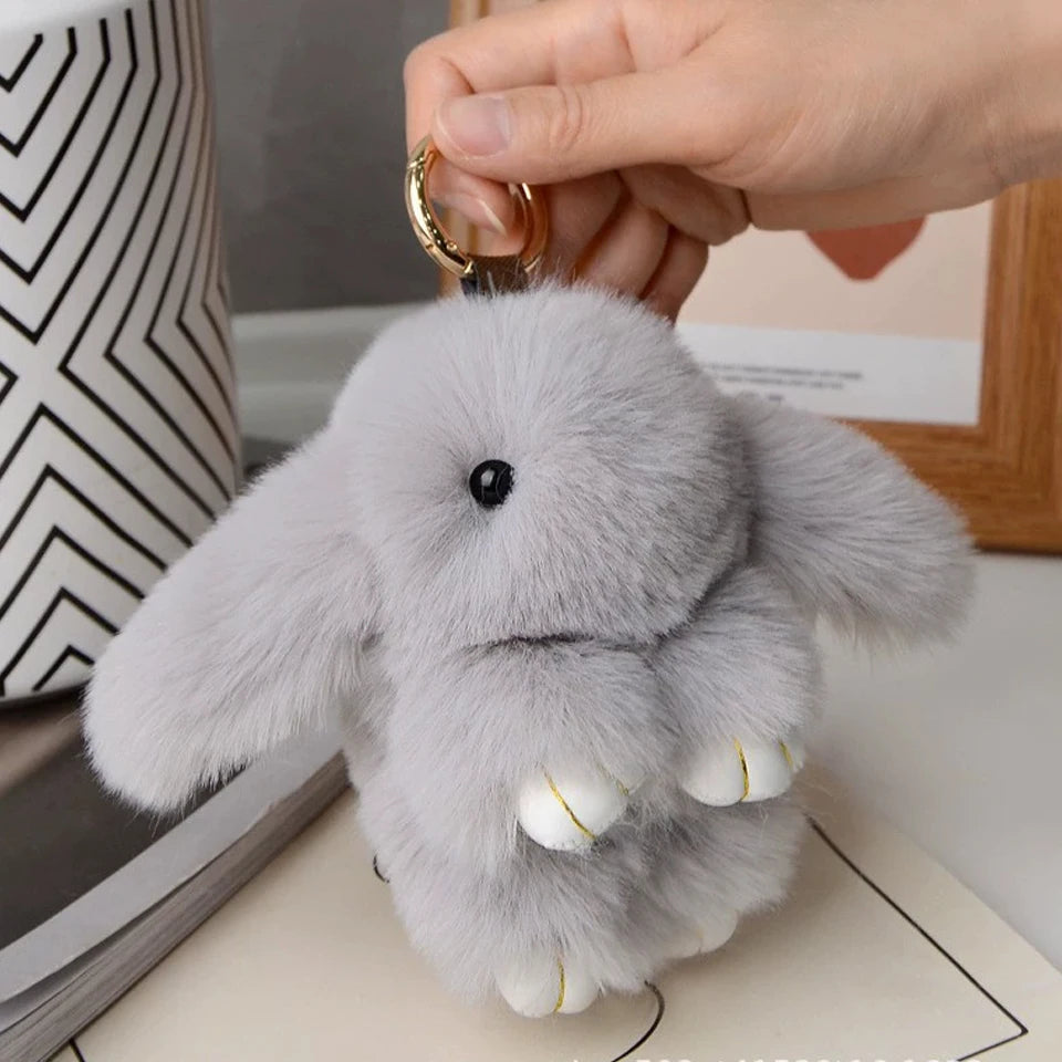 Rabbit Fur Keychain Bag Car