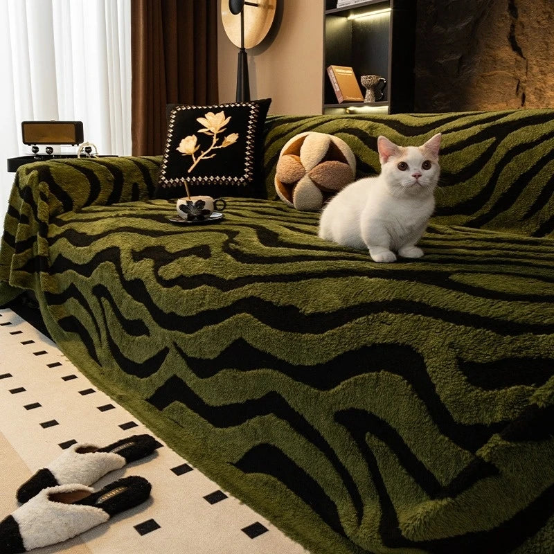 Zebra Fleece Sofa Cover