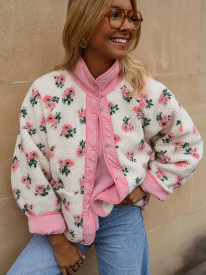 Reversible Floral Sherpa Jacket