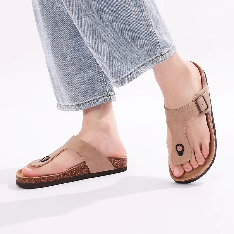 Buckle Cork Flip Flops