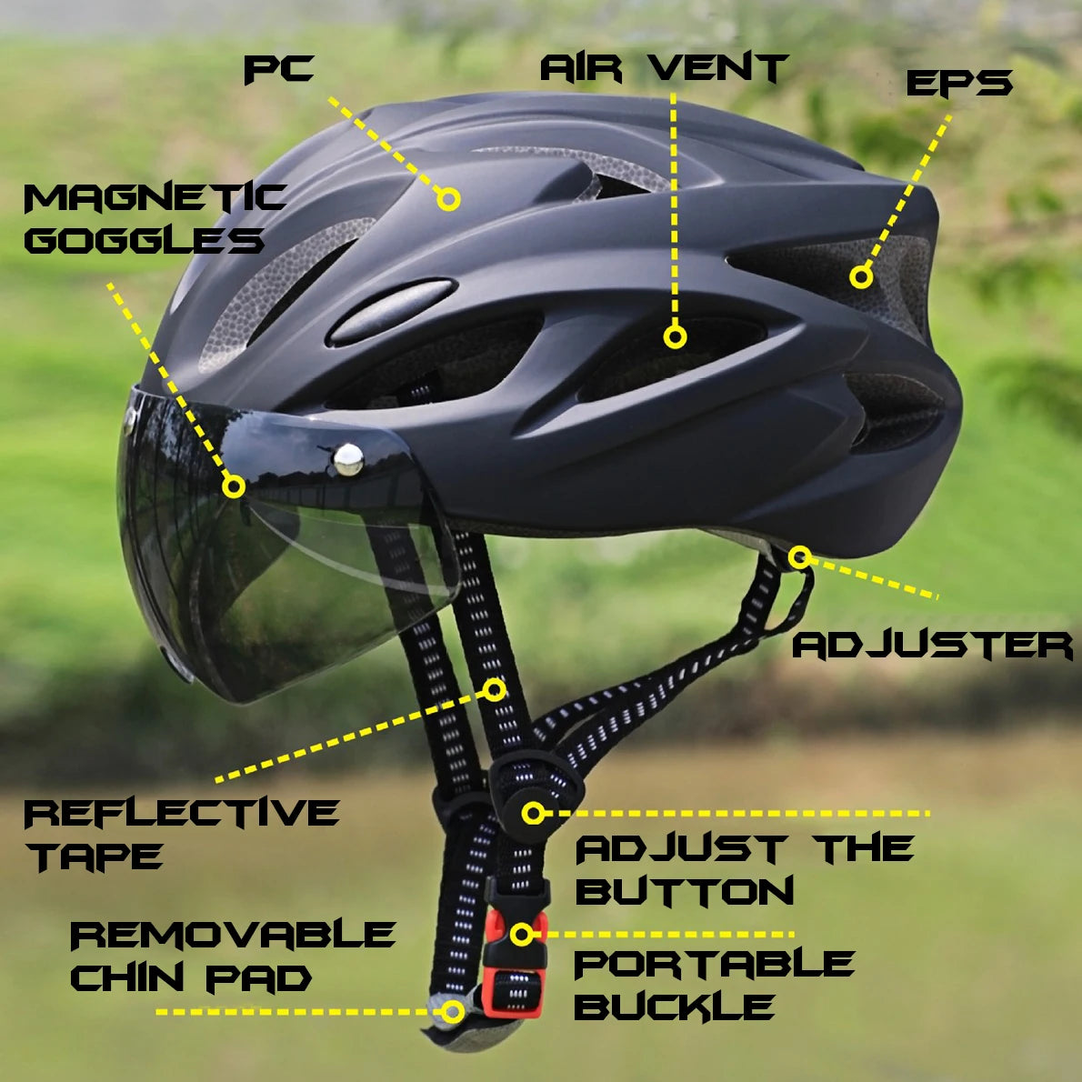 Magnetic Goggle PC Shell Bike Helmet
