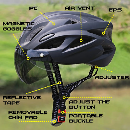 Magnetic Goggle PC Shell Bike Helmet