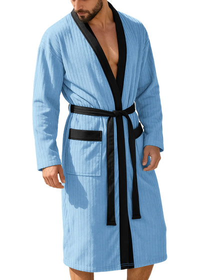 Long Patterned Belted Bathrobe
