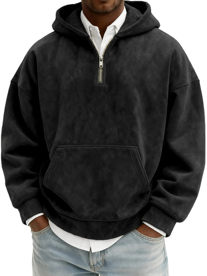 Suede Half-Zip Hoodie