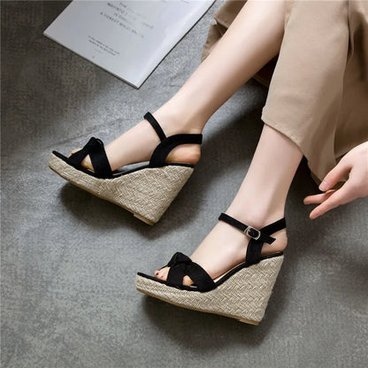 Velvet Wedge Sandals – Super High 11 cm Heel