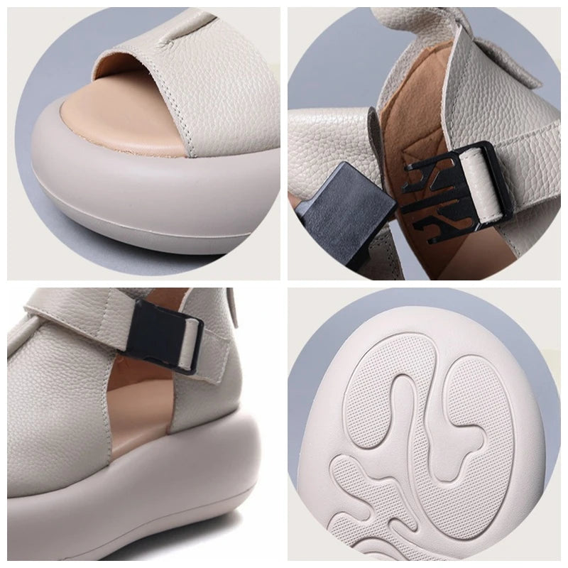 Leather Wedge Sandals