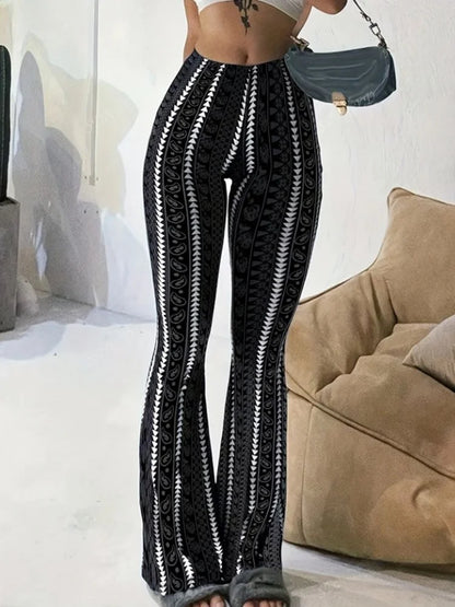Retro Print Flared Leggings