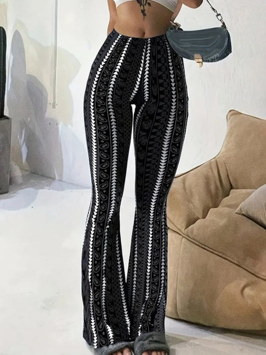 Retro Print Flared Leggings