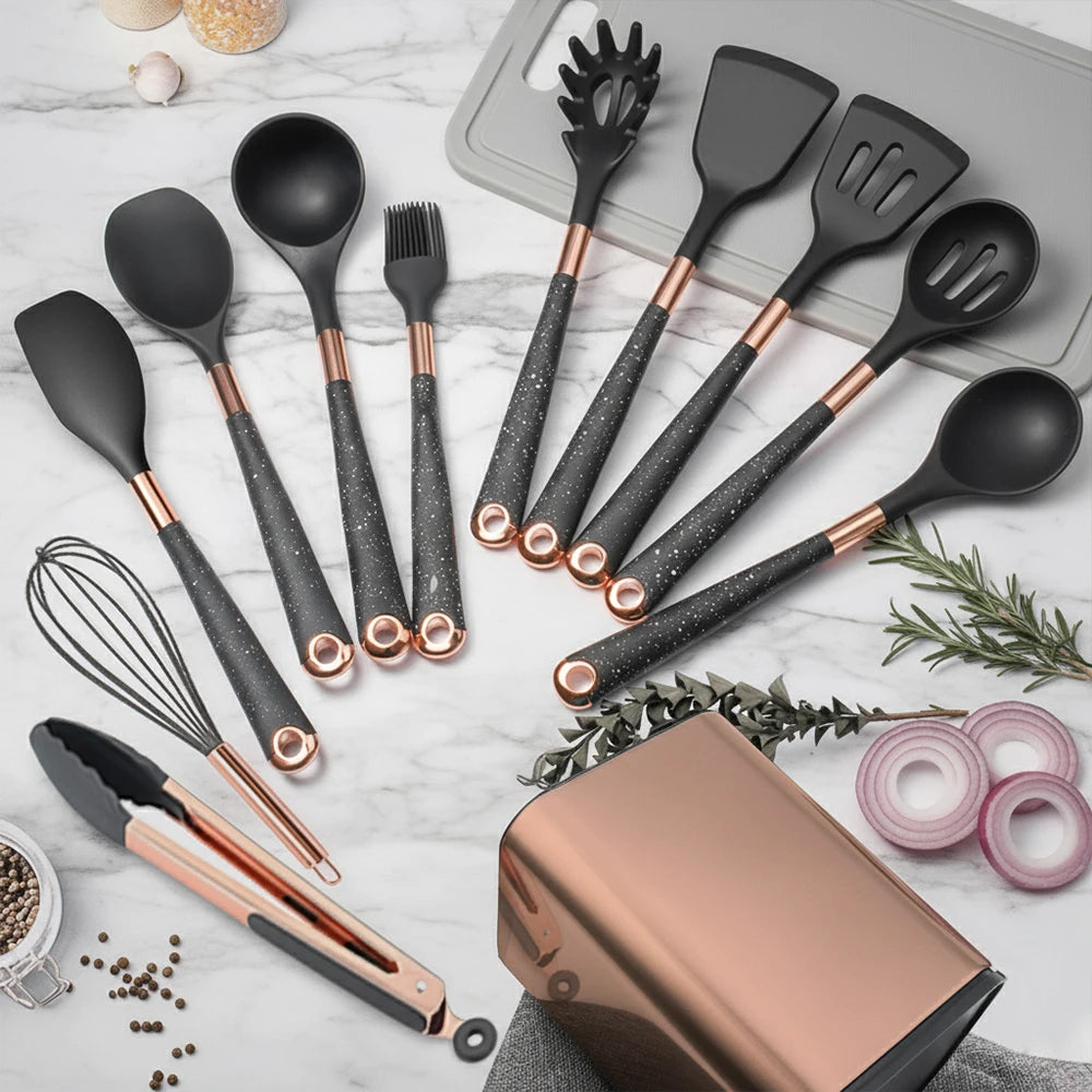 Silicone Khaki Utensils Set For Kitchen