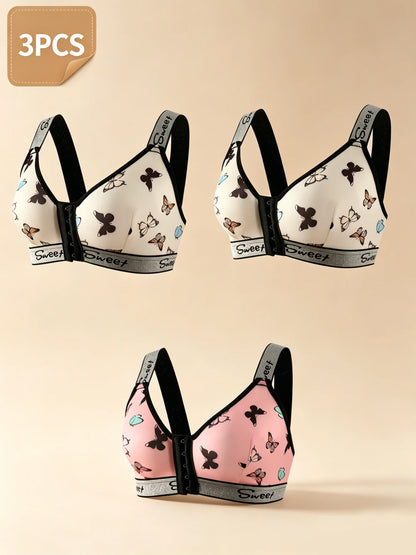 Front-Closure Multi-Color Bra Set