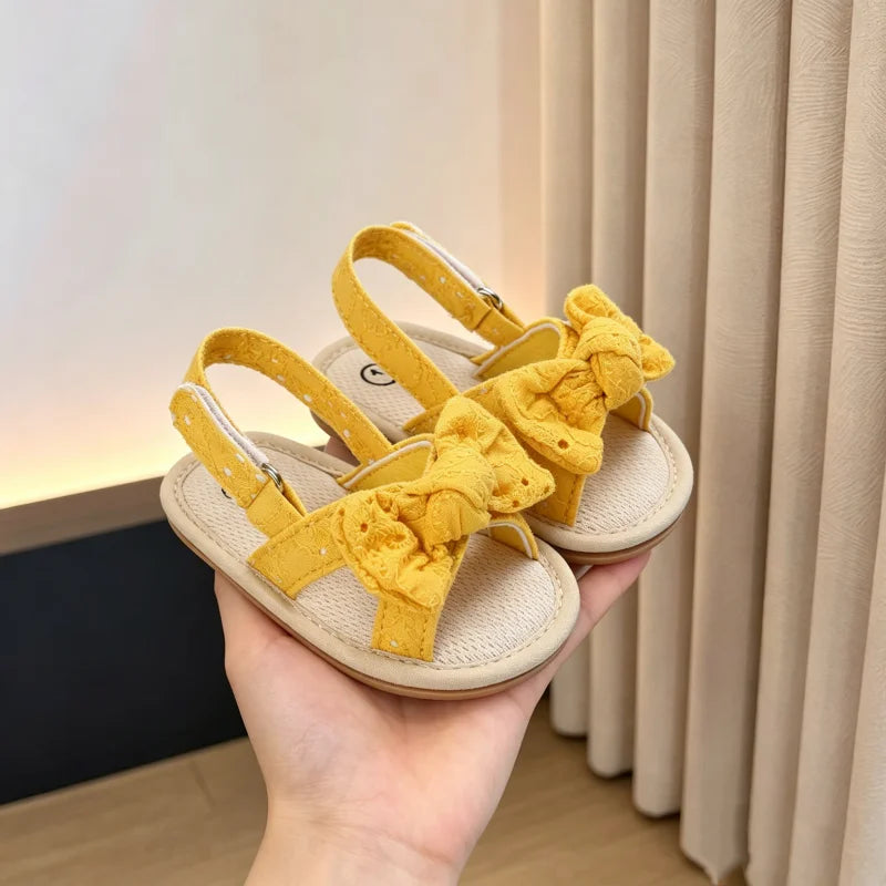 Eyelet Bow Back-Strap Baby Sandals