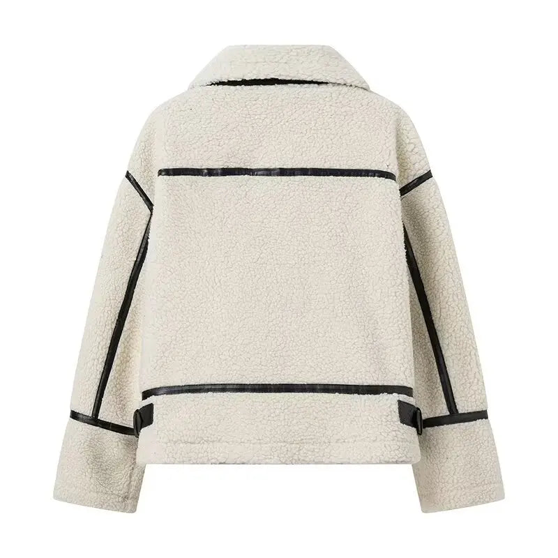 Contrast Plush Zip Jacket