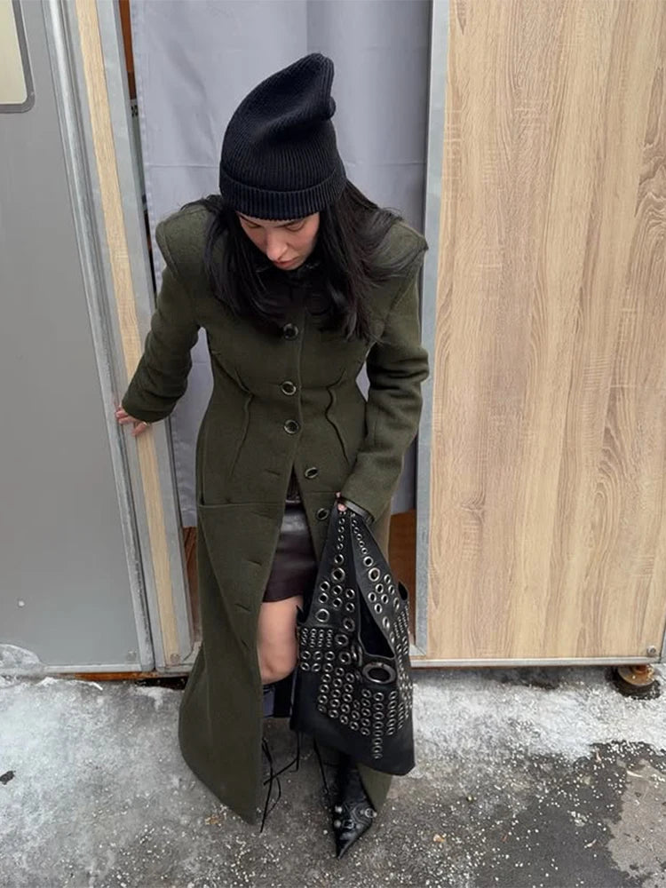 Faux Wool Maxi Overcoat