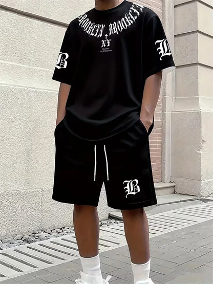 3D Animal Print Casual Shorts Set