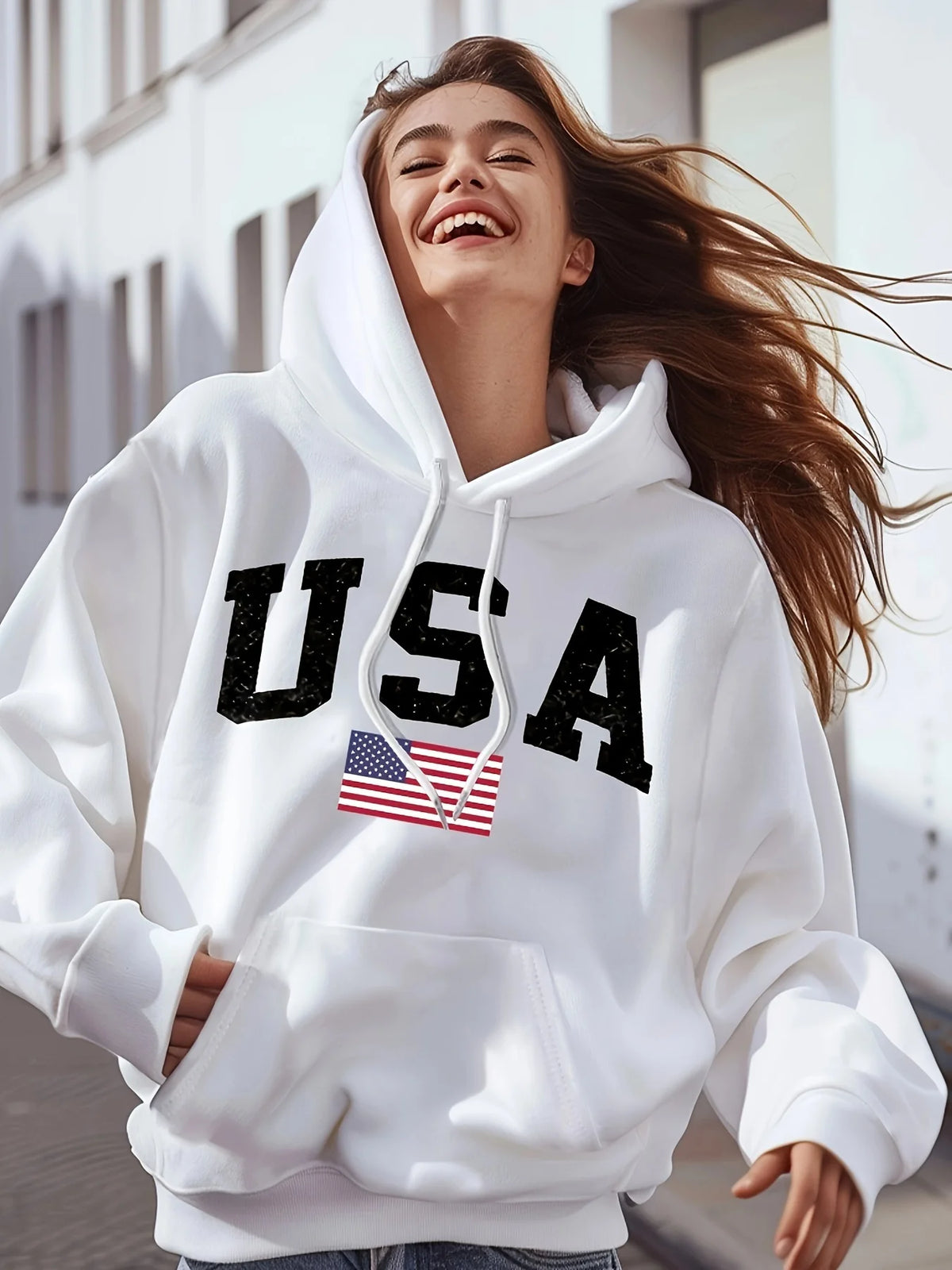 American Flag Print Hoodie