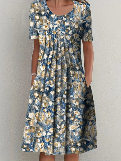 Printed Round Neck Dress