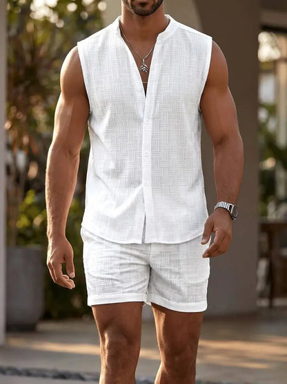 Linen Sleeveless Fitness Vest Set