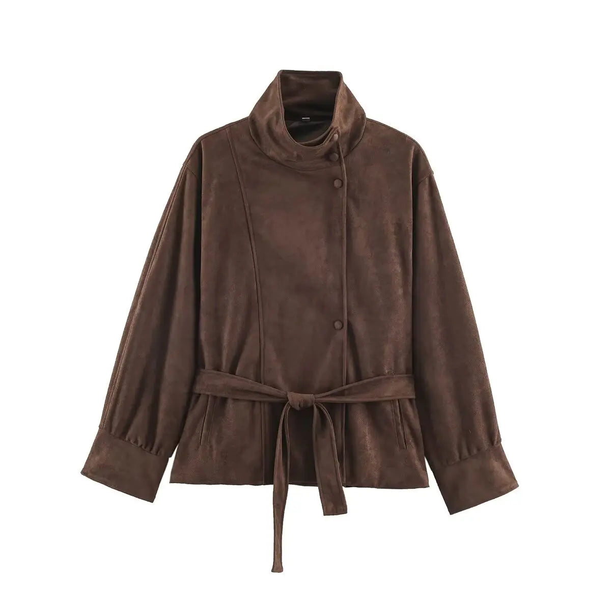 Belted Faux Suede Jacket