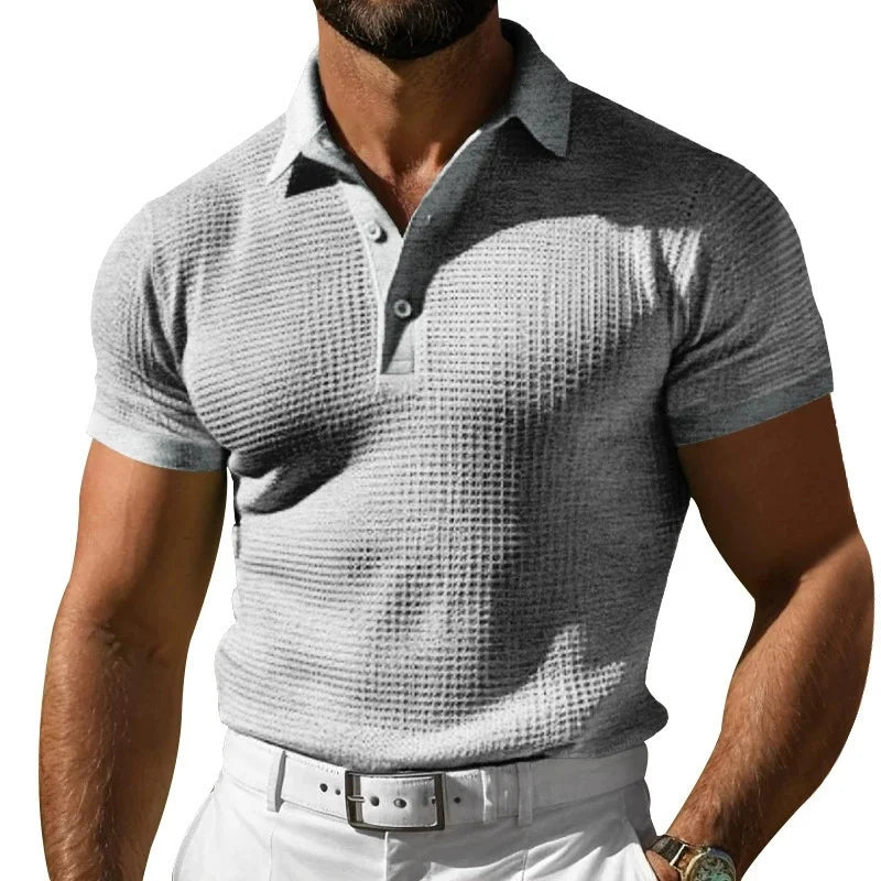 Solid Button Casual Polo