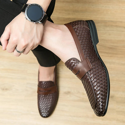 Leather Plaid Bean Loafers