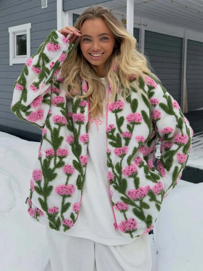 Reversible Floral Sherpa Jacket