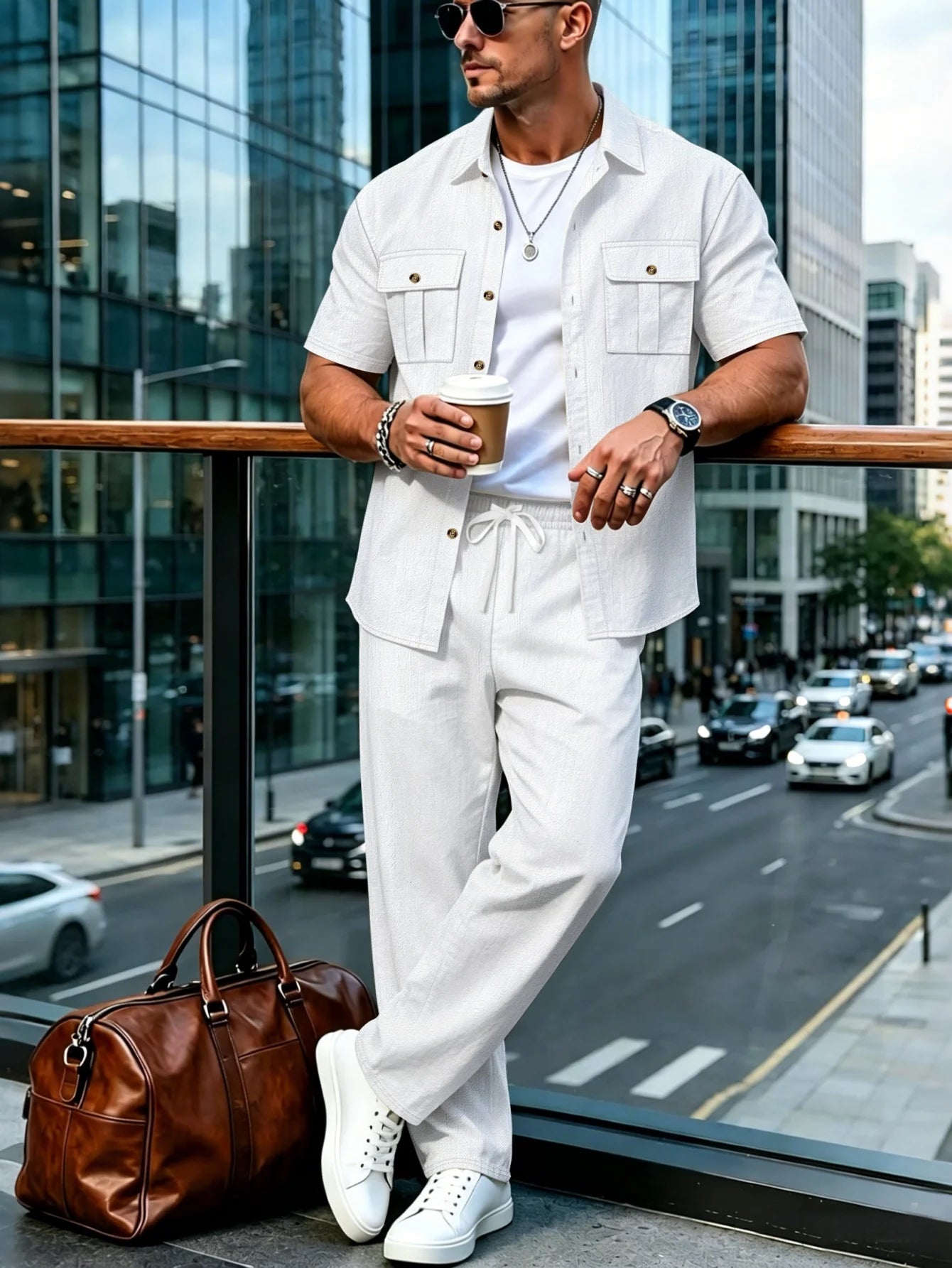 Cotton Linen Short Shirt Set