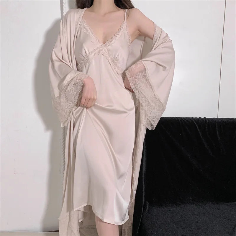 Elegant Summer Silk Bathrobe