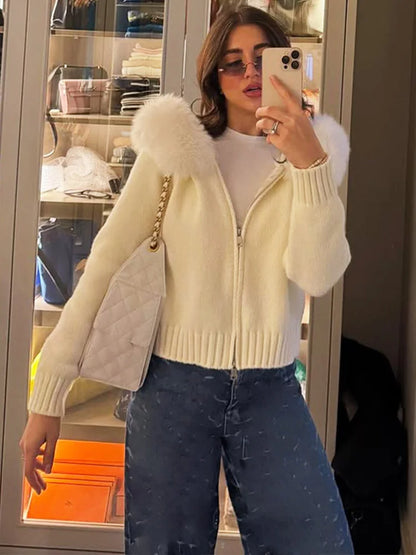 Knit Zip Cardigan Hoodie