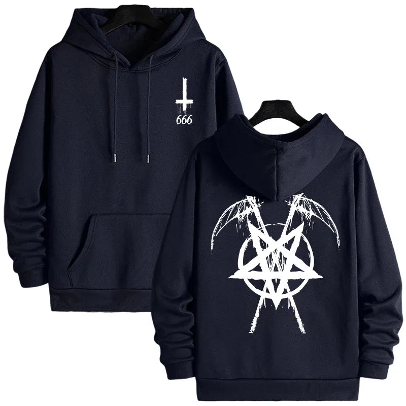 Pentagram Print Hooded Sweatshirt