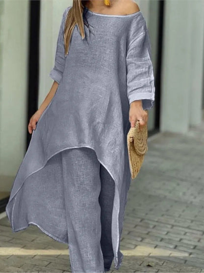 Women's Solid Casual Two Piece
