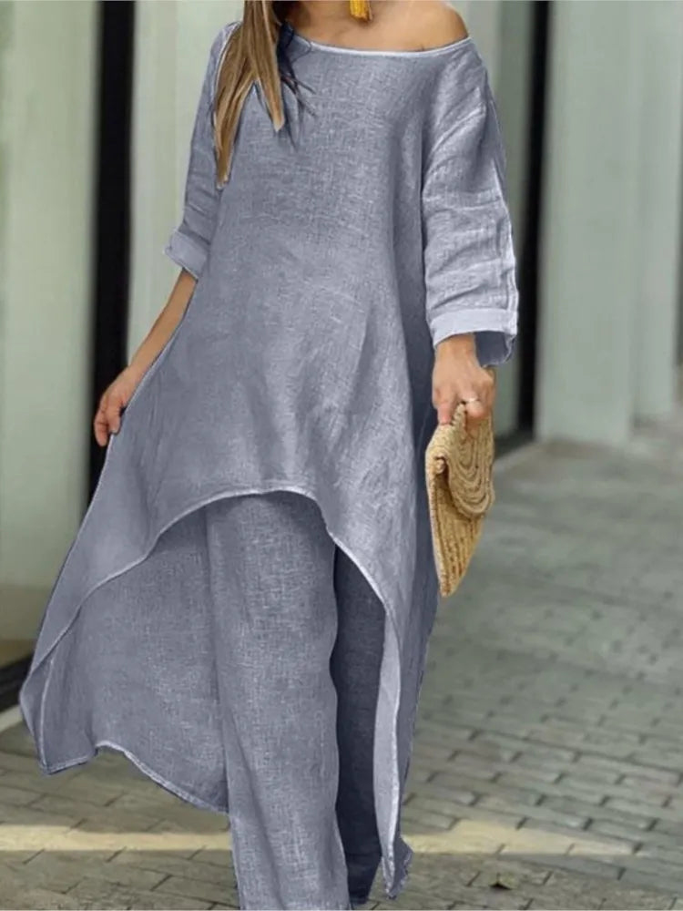 Women's Solid Casual Two Piece