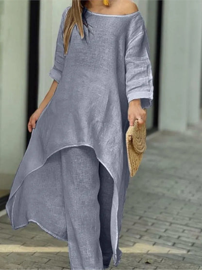 Women's Solid Casual Two Piece