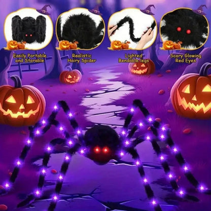 Light-Up Fluffy Spider Decoration
