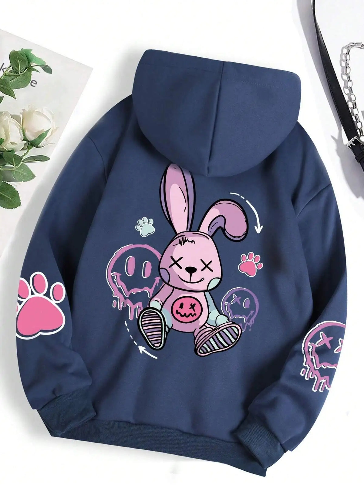 Hip Hop Printed Fleece Hoodie