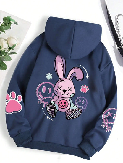 Hip Hop Printed Fleece Hoodie