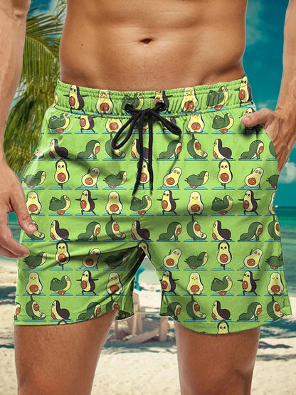 3D Floral Print Swim Trunks