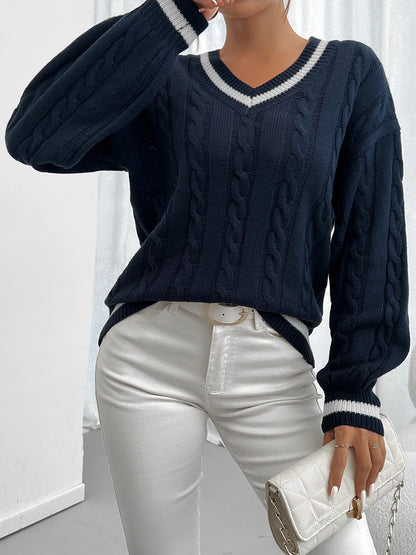 Twisted Flower V-Neck Sweater
