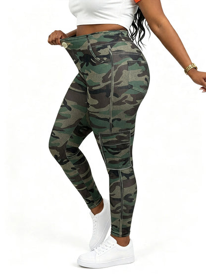 Plus Size Camo Cargo Leggings