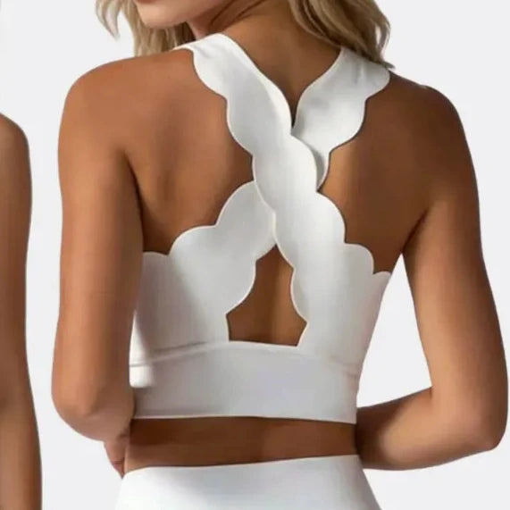 Lace Cross-Gather Yoga Vest